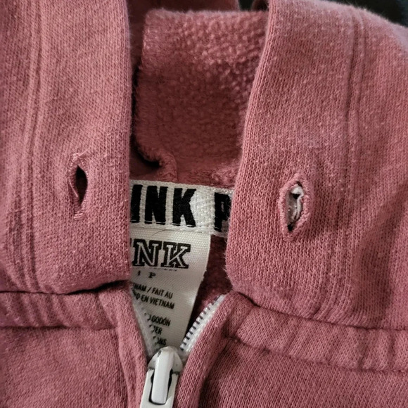 Victoria's Secret Pink Colorblock Perfect Hoodie Small Full Zip Soft Begonia - Picture 8 of 8